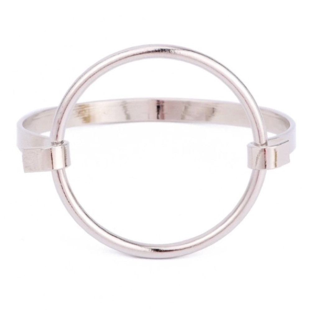 NEW💙💎HORSESHOE CUFF💎💙MODERN CIRCLE SILVER TONE - Picture 7 of 8